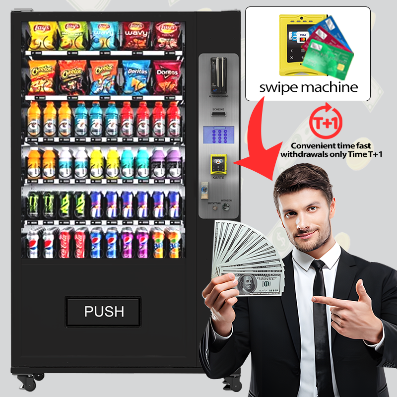 Snack and beverage vending machine with age recognition authentication and multi-payment device with