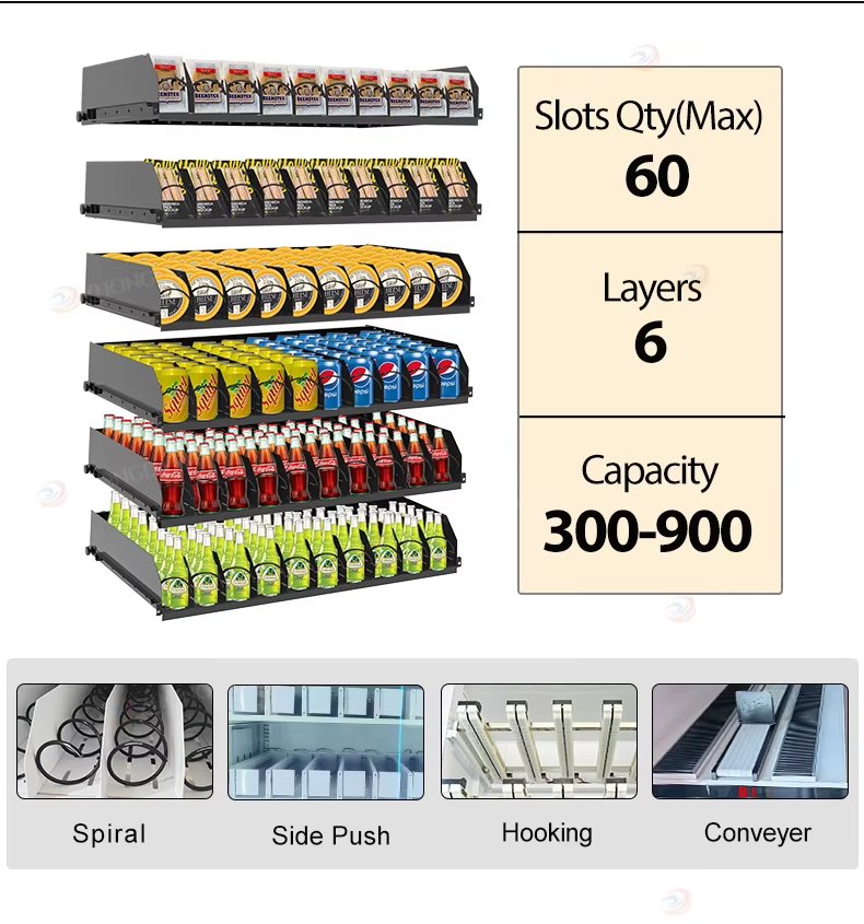 Touch screen snack vending machine with cooling function