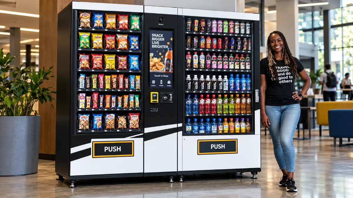 Zhongda Smart refrigerated snack and beverage vending machine in a commercial retail setting