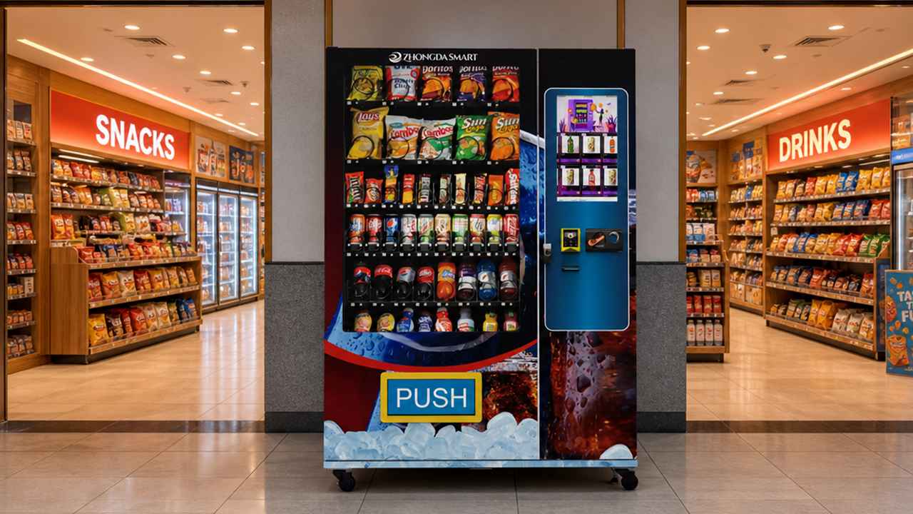 Commercial vending machine options for snacks drinks and specialty retail